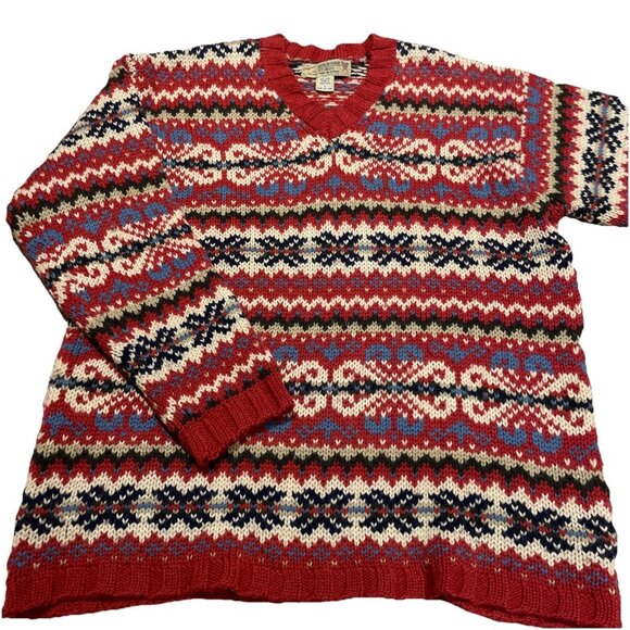 Vintage Abercrombie & Fitch 100% Wool Sweater Men’s L Red Heavyweight Preppy - Picture 1 of 7